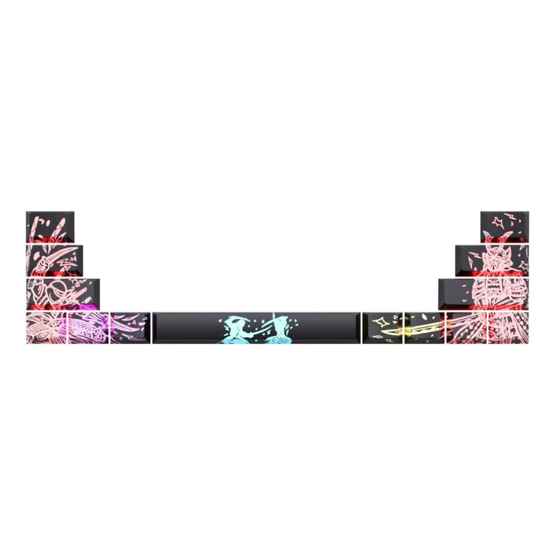 CableMod Premium ABS Laser Modifier Keycap Set - CM Japan Ninja vs Samurai (Black, OEM Profile, ANSI, 14 Keys) - أكسسوار لوحة مفاتيح